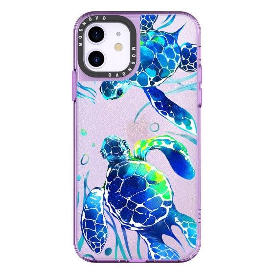 Blue Sea Turtle Glitter Phone Case - iPhone 11 Case