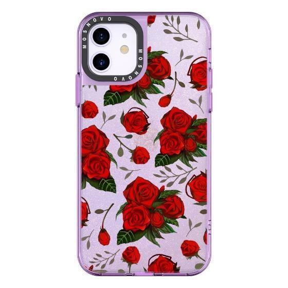 Simply Red Roses Glitter Phone Case - iPhone 11 Case