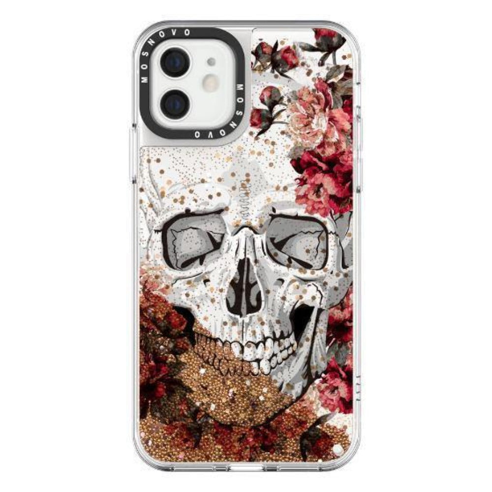 Cool Floral Skull Glitter Phone Case - iPhone 12 Case