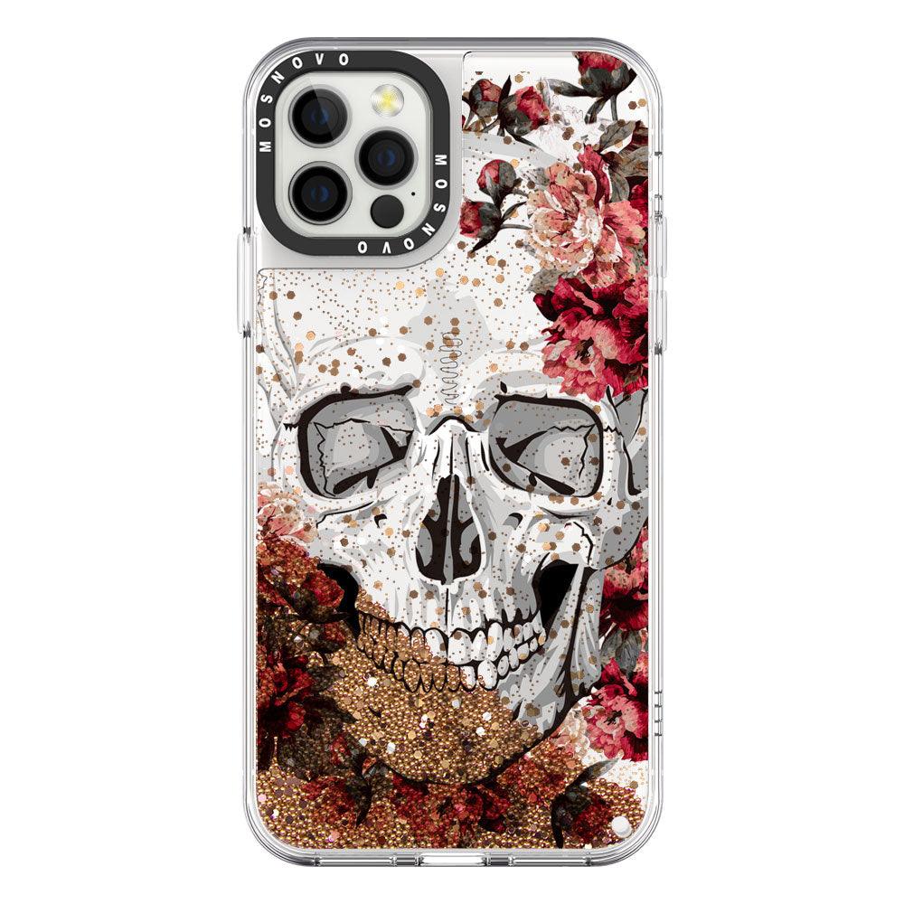 Cool Floral Skull Glitter Phone Case - iPhone 12 Pro Max Case