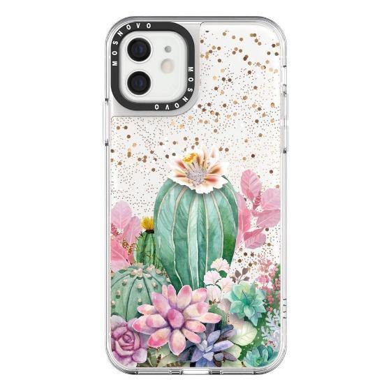 Tropical Cactus Succulents Glitter Phone Case - iPhone 12 Case