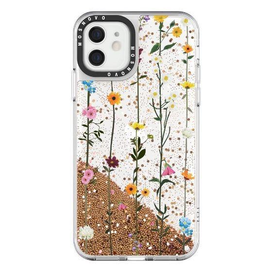 Wild Flowers Floral Glitter Phone Case - iPhone 12 Case