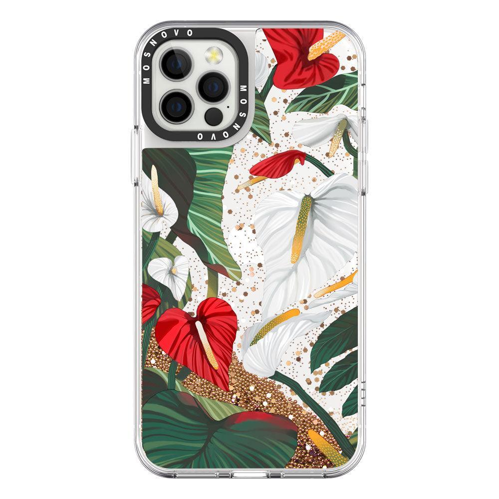 Anthurium Floral Flower Glitter Phone Case - iPhone 12 Pro Max Case