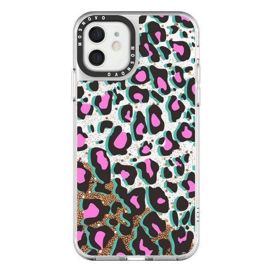 Pink Leopard Print Glitter Phone Case - iPhone 12 Case