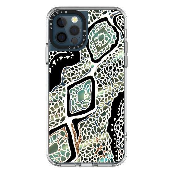 Turquoise Snake Skin Glitter Phone Case - iPhone 12 Pro Case