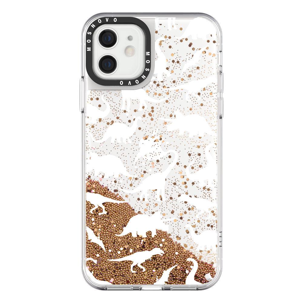 White Dinosaur Glitter Phone Case - iPhone 12 Case