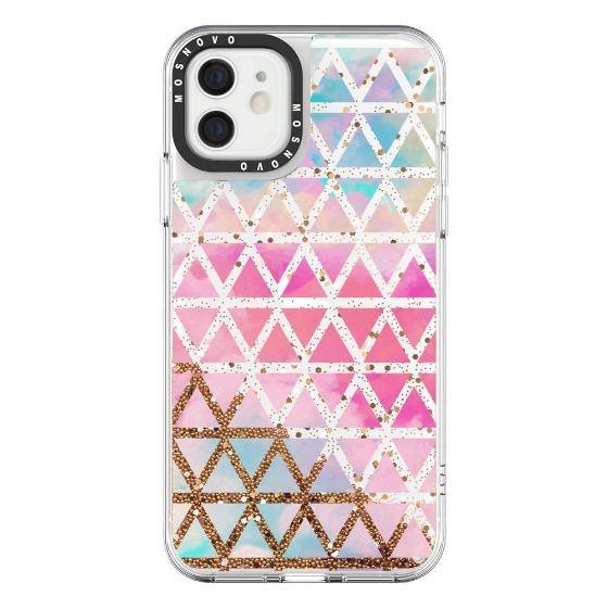 Gradient Triangles Glitter Phone Case - iPhone 12 Case