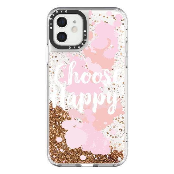 Choose Happy Glitter Phone Case - iPhone 12 Mini Case