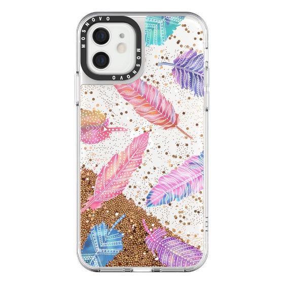 Tribal Feathers Glitter Phone Case - iPhone 12 Mini Case