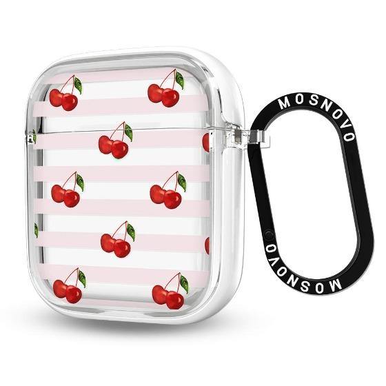 Pink Stripes Cherry AirPods 1/2 Case