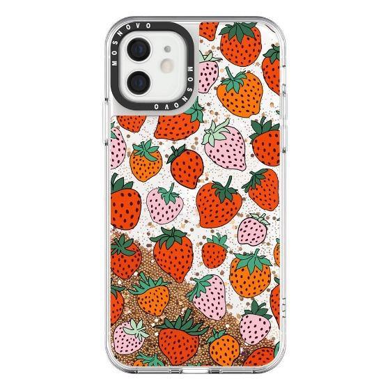 Pretty Strawberries Glitter Phone Case - iPhone 12 Mini Case