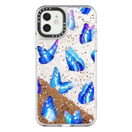 Stunning Blue Butterflies Glitter Phone Case - iPhone 12 Case