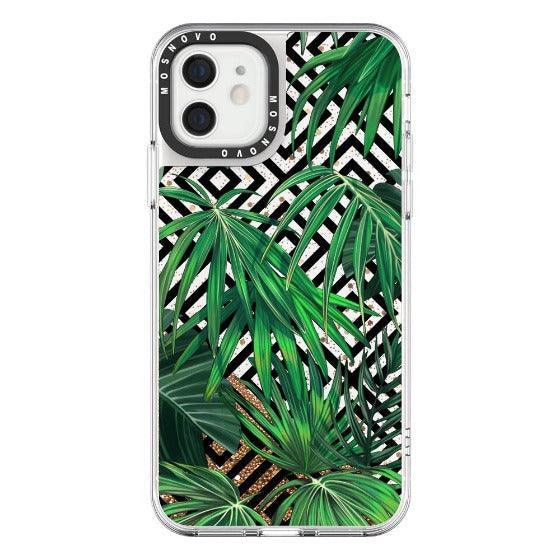 Areca Palm Pattern Glitter Phone Case - iPhone 12 Mini Case