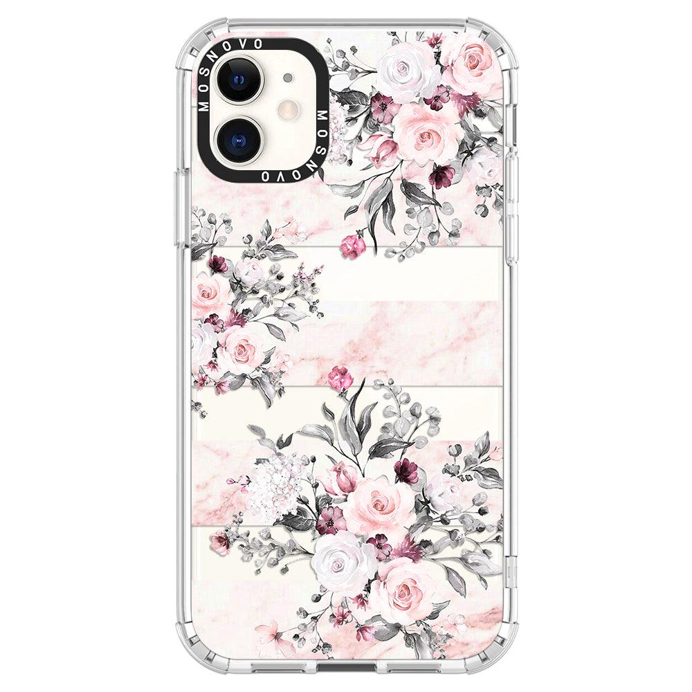 Pink Flower Marble Phone Case - iPhone 11 Case