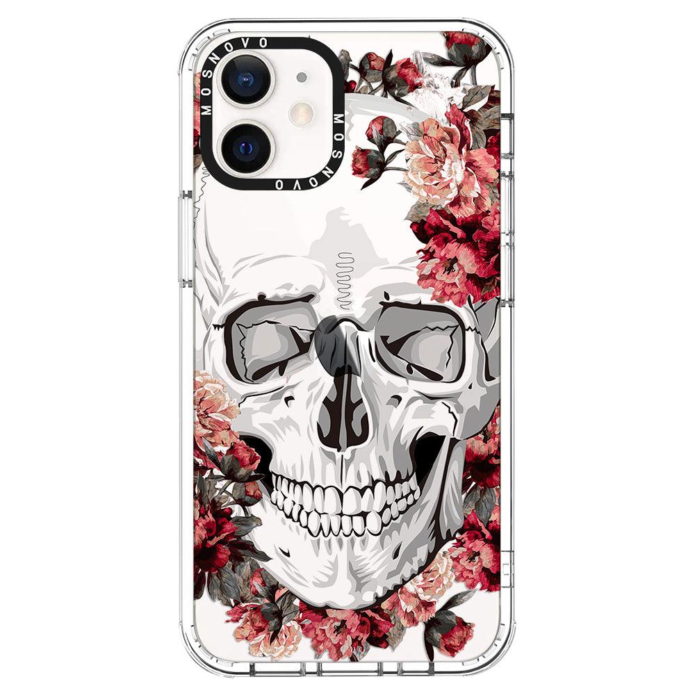 Red Flower Skull Phone Case - iPhone 12 Case