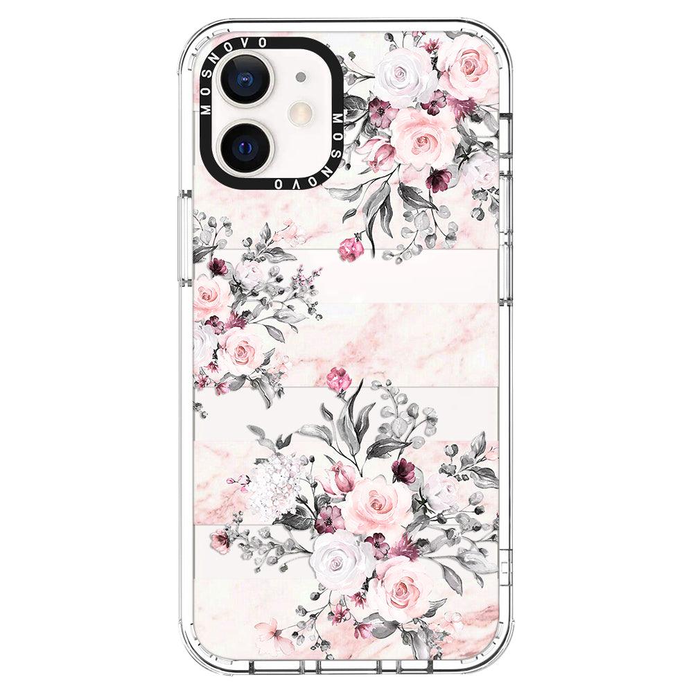 Pink Flower Marble Phone Case - iPhone 12 Case