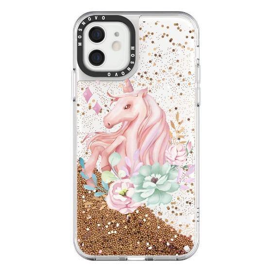 Elegant Flowers Unicorn Glitter Phone Case - iPhone 12 Mini Case