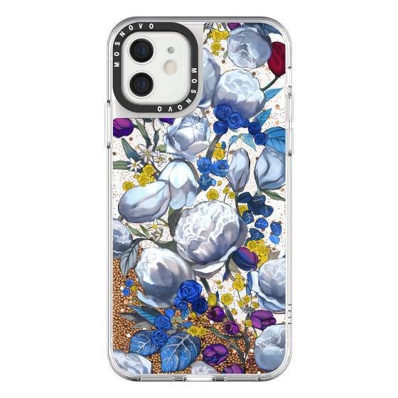 Purple Blue Floral Glitter Phone Case - iPhone 12 Case