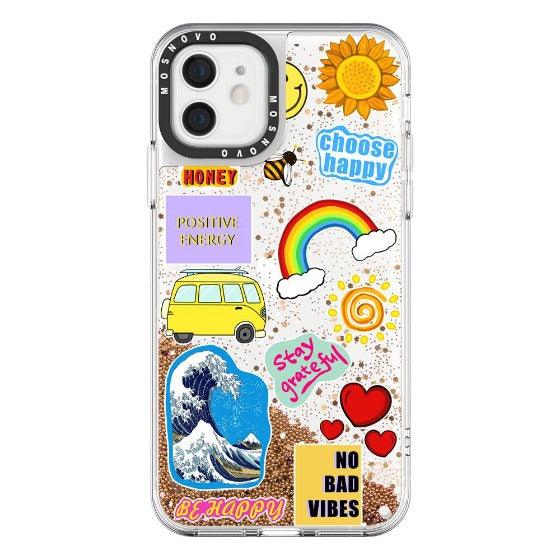 Happy Vibes Glitter Phone Case - iPhone 12 Case