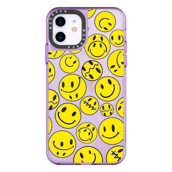 Smiley Face Glitter Phone Case - iPhone 11 Case