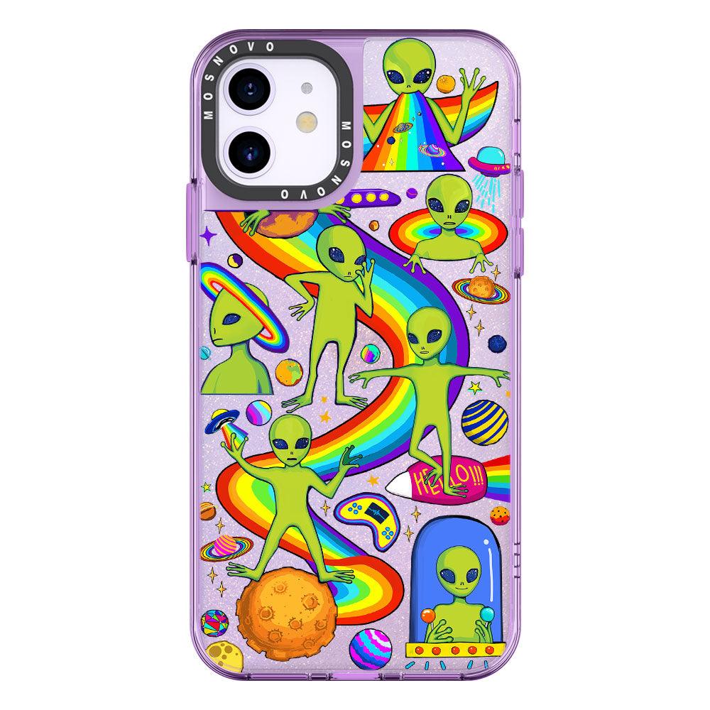 Funny Alien Glitter Phone Case - iPhone 11 Case