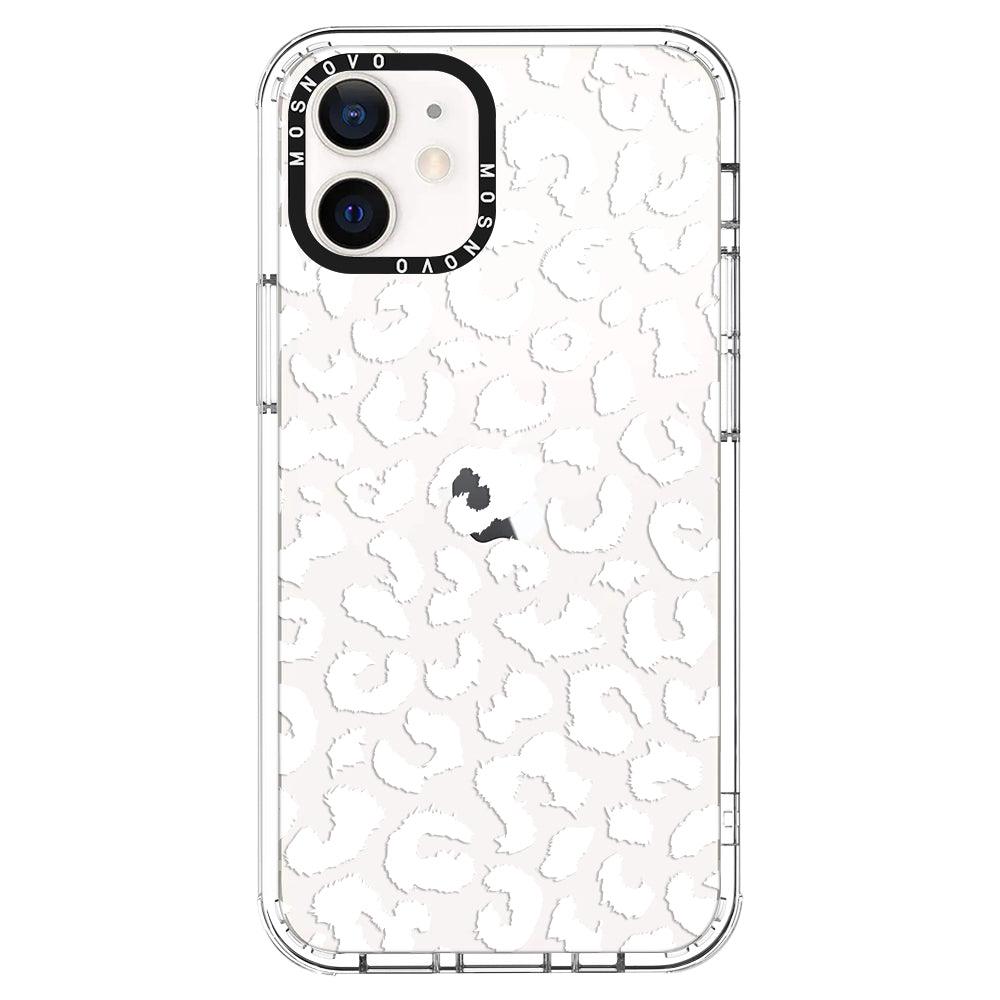 White Leopard Print Phone Case - iPhone 12 Mini Case