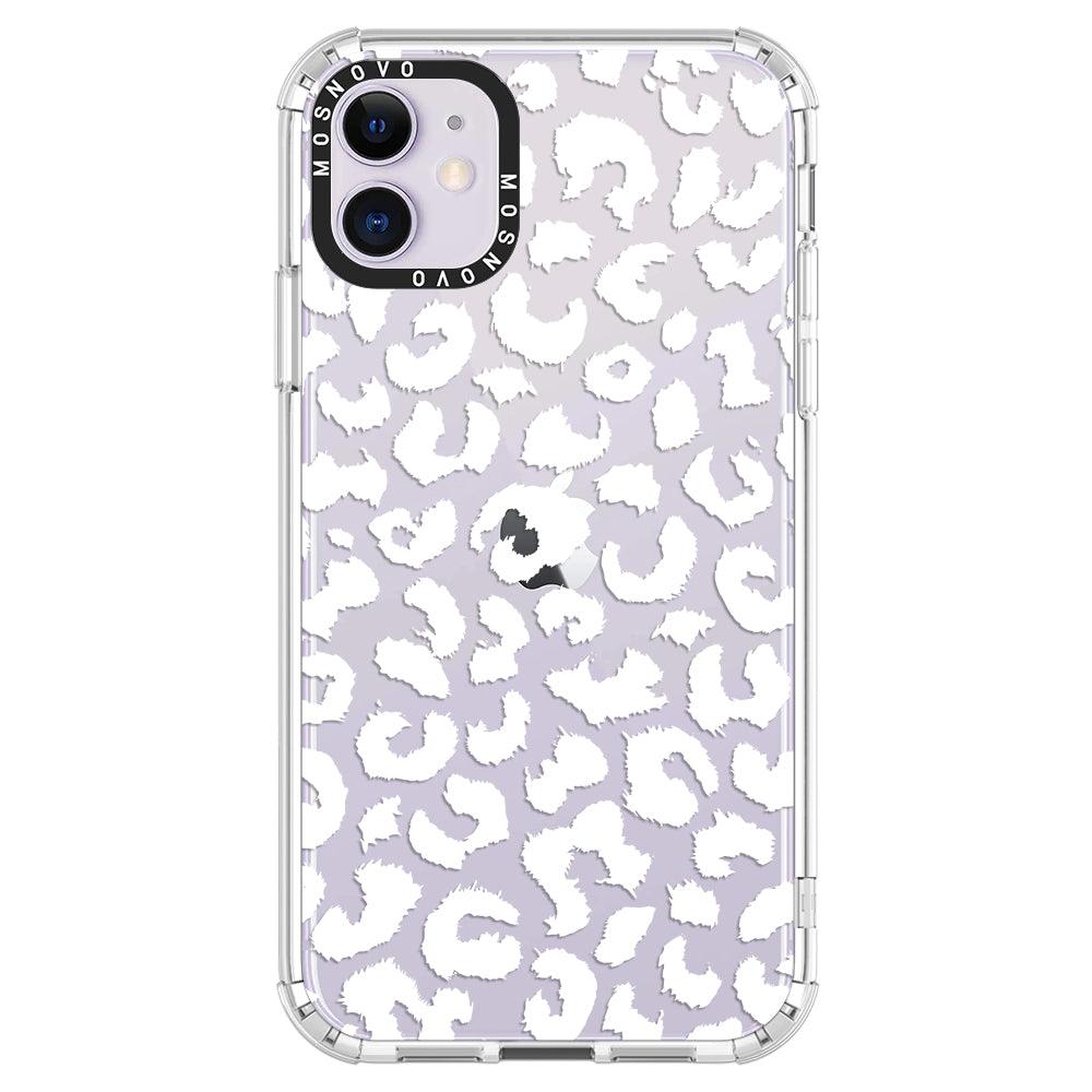 White Leopard Print Phone Case - iPhone 11 Case