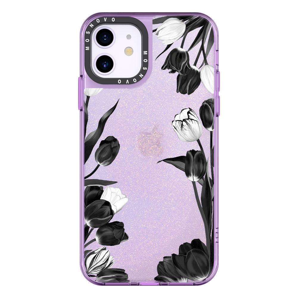 Black Tulips Glitter Phone Case - iPhone 11 Case