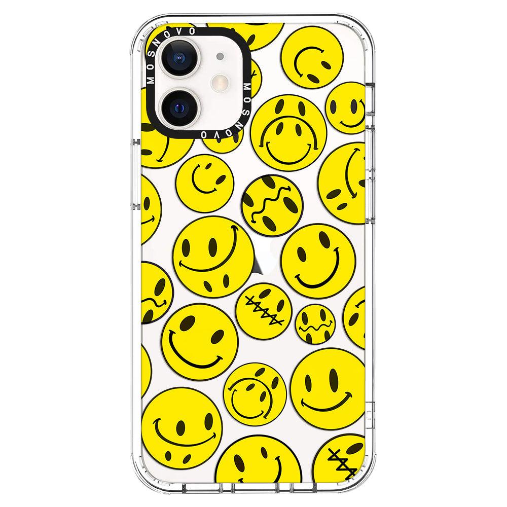 Yellow Sad Smile Face Phone Case - iPhone 12 Case