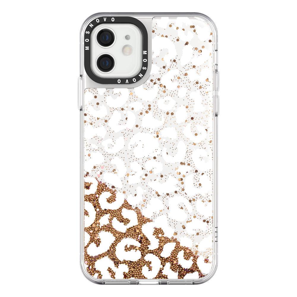 White Leopard Glitter Phone Case - iPhone 12 Case