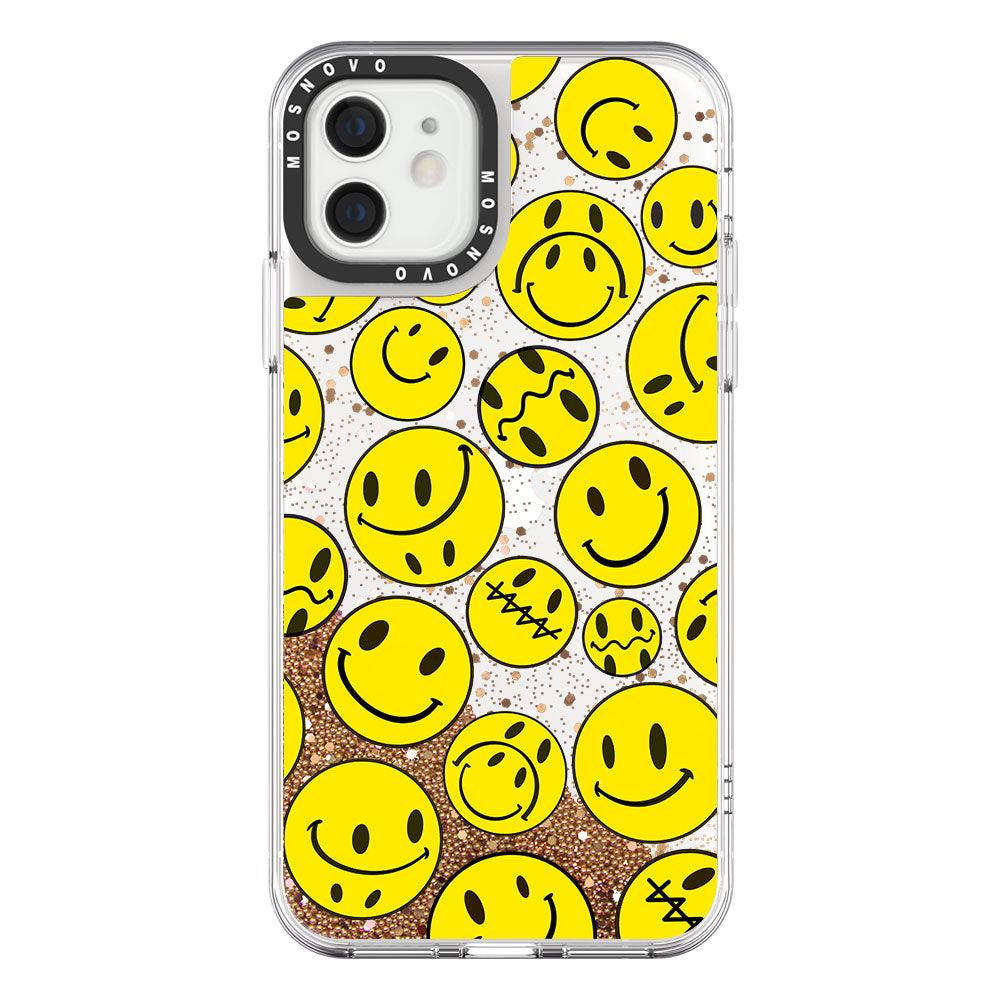 Smiley Face Glitter Phone Case - iPhone 12 Mini Case