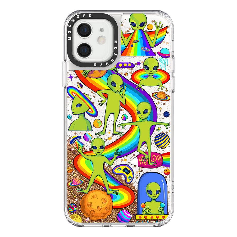 Funny Alien Glitter Phone Case - iPhone 12 Case