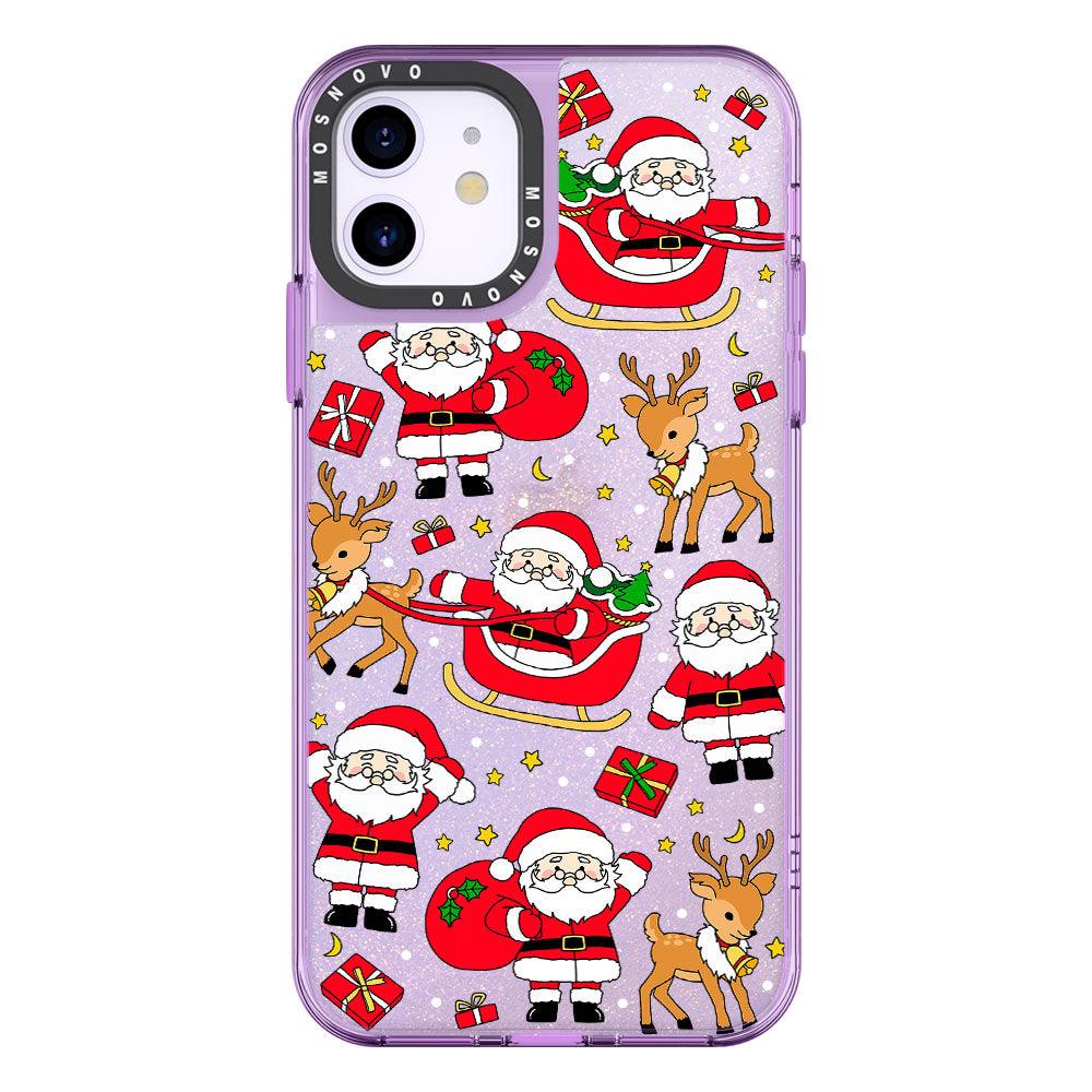 Cute Santa Claus Deer Glitter Phone Case - iPhone 11 Case