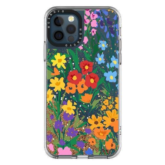 Spring Botanical Flower Floral Glitter Phone Case - iPhone 12 Pro Max Case