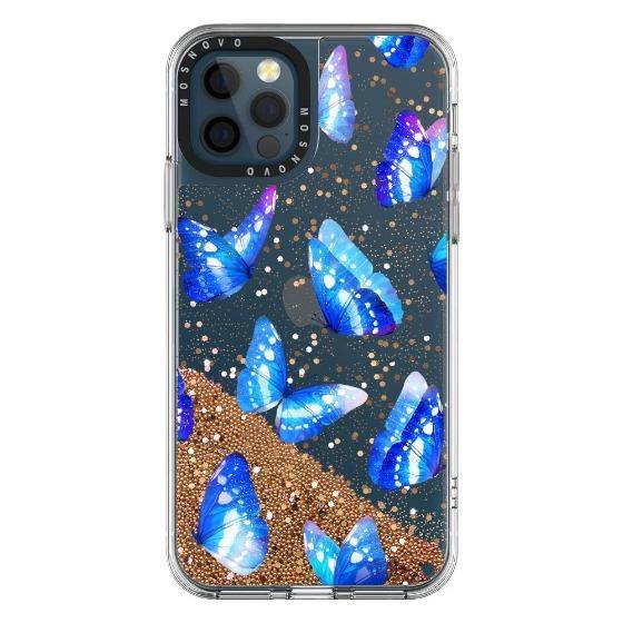 Stunning Blue Butterflies Glitter Phone Case - iPhone 12 Pro Max Case