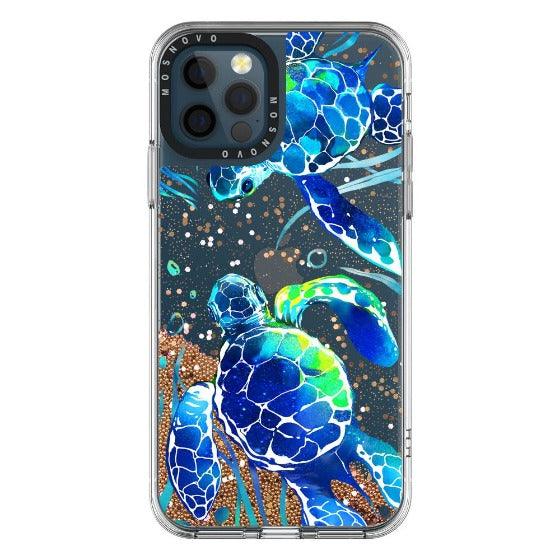 Blue Sea Turtle Glitter Phone Case - iPhone 12 Pro Max Case