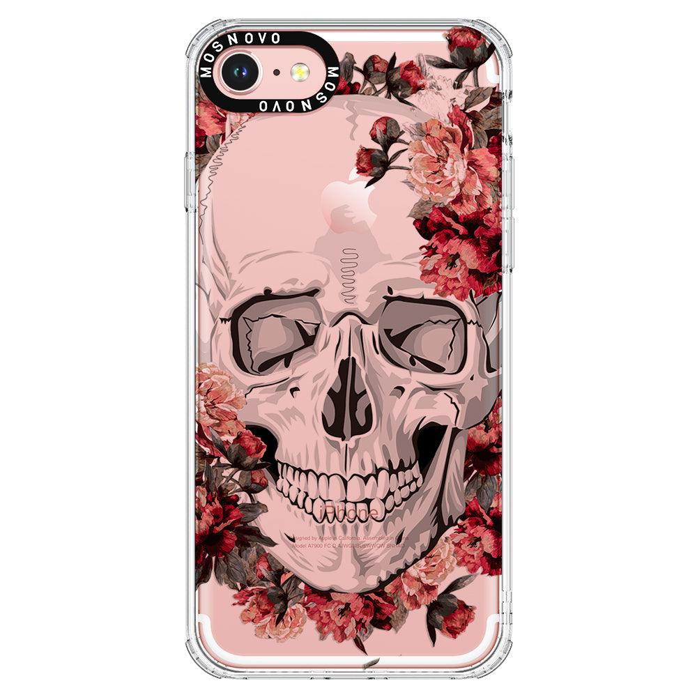 Red Flower Skull Phone Case - iPhone 8 Case