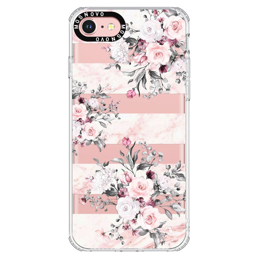 Pink Flower Marble Phone Case - iPhone 8 Case