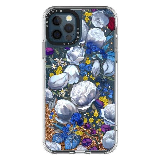 Purple Blue Floral Glitter Phone Case - iPhone 12 Pro Max Case