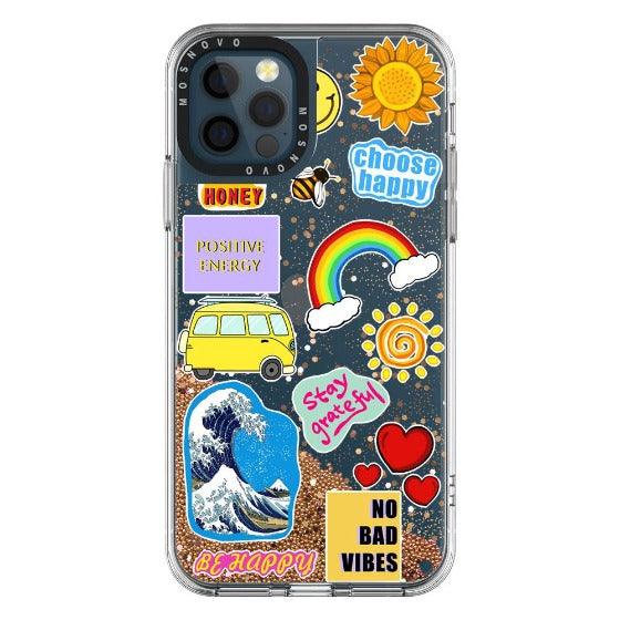 Happy Vibes Glitter Phone Case - iPhone 12 Pro Max Case