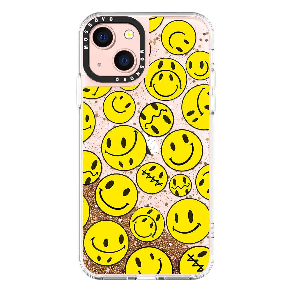 Smiley Face Glitter Phone Case - iPhone 13 Case