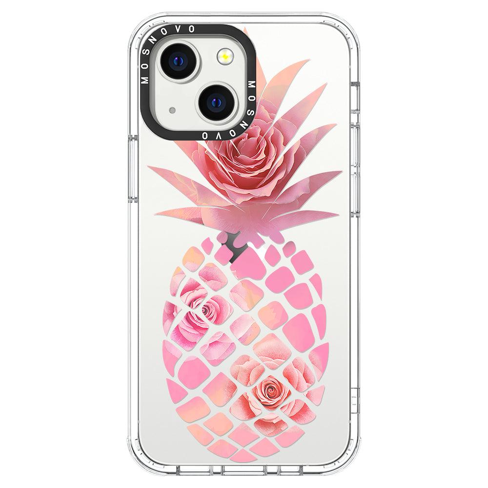 Pink Floral Pineapple Phone Case - iPhone 13 Mini Case