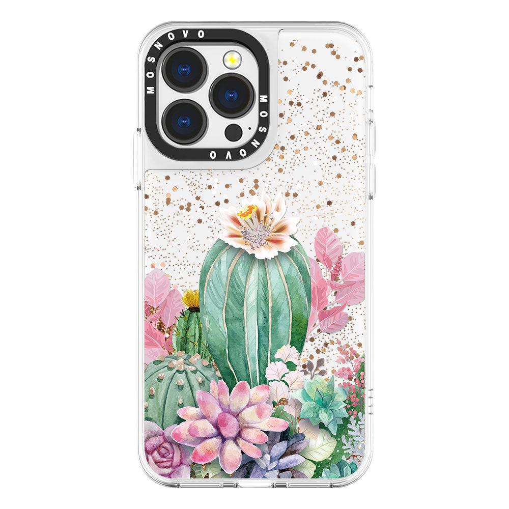 Tropical Cactus Succulents Glitter Phone Case - iPhone 13 Pro Case