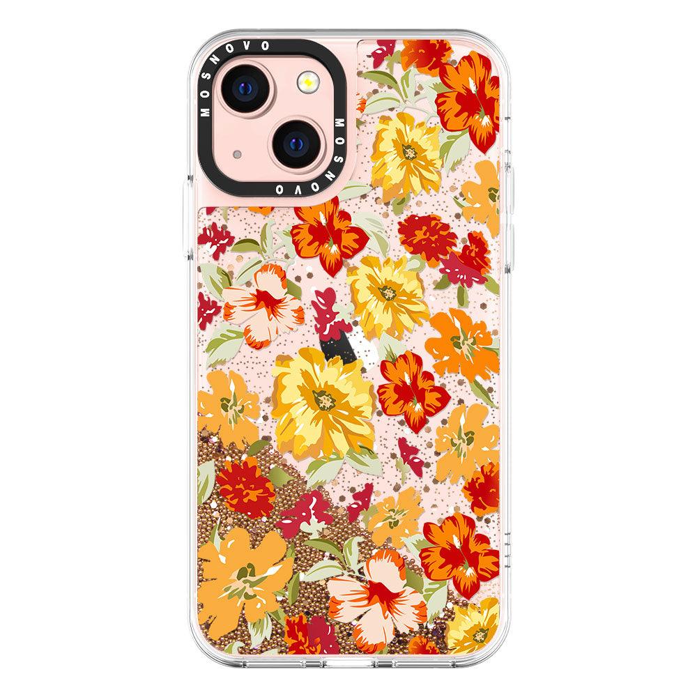 Saffron Yellow Flower Floral Glitter Phone Case - iPhone 13 Case