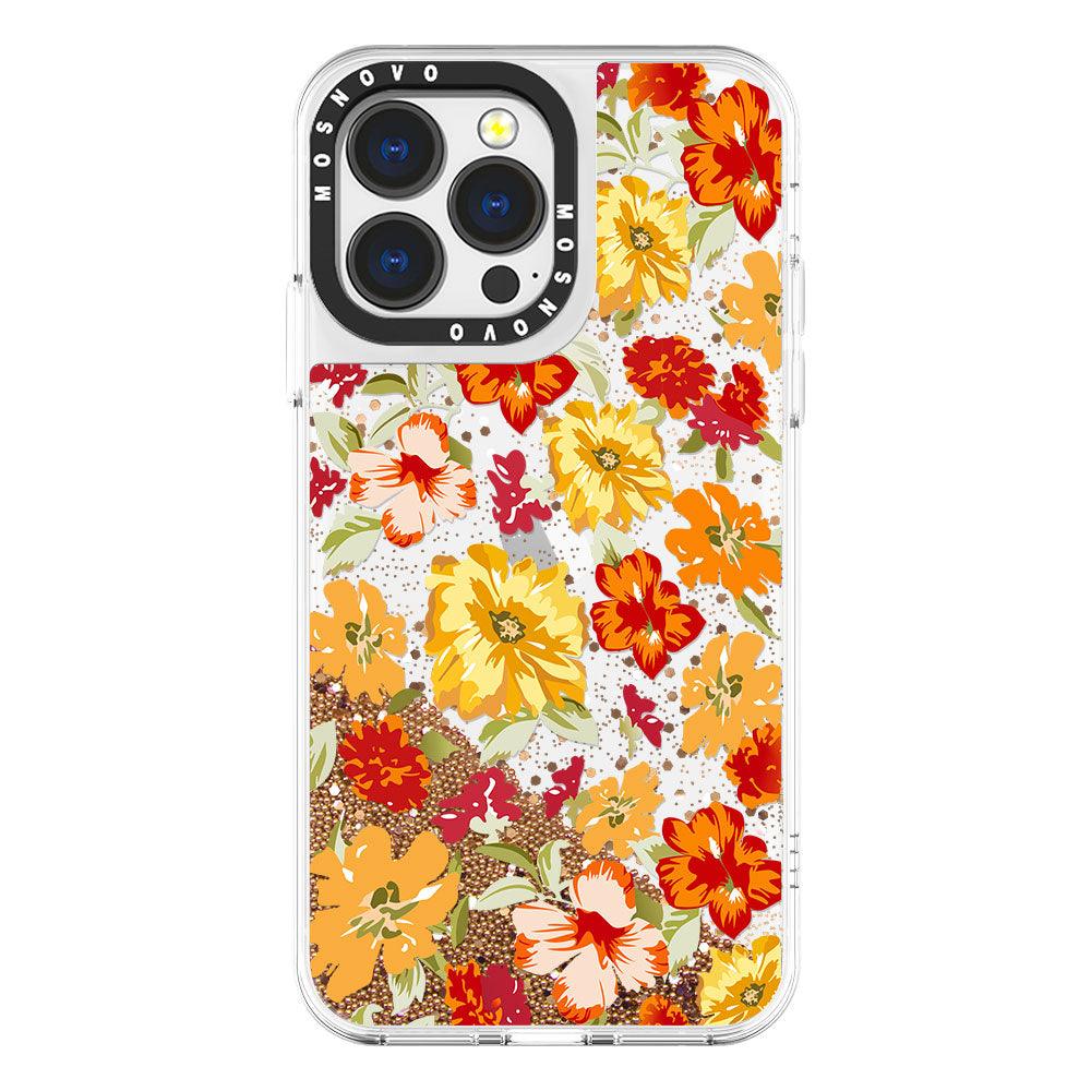 Saffron Yellow Flower Floral Glitter Phone Case - iPhone 13 Pro Case