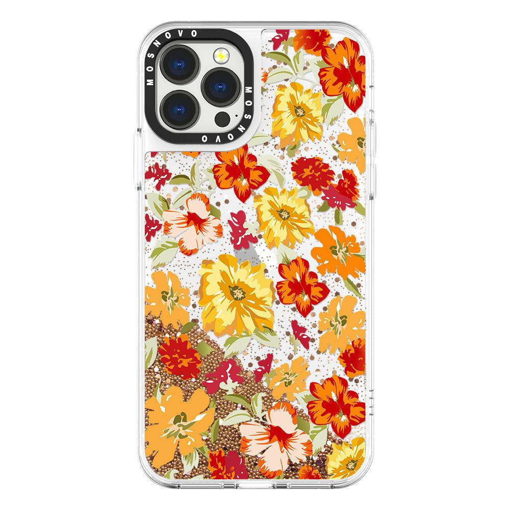 Saffron Yellow Flower Floral Glitter Phone Case - iPhone 13 Pro Max Case