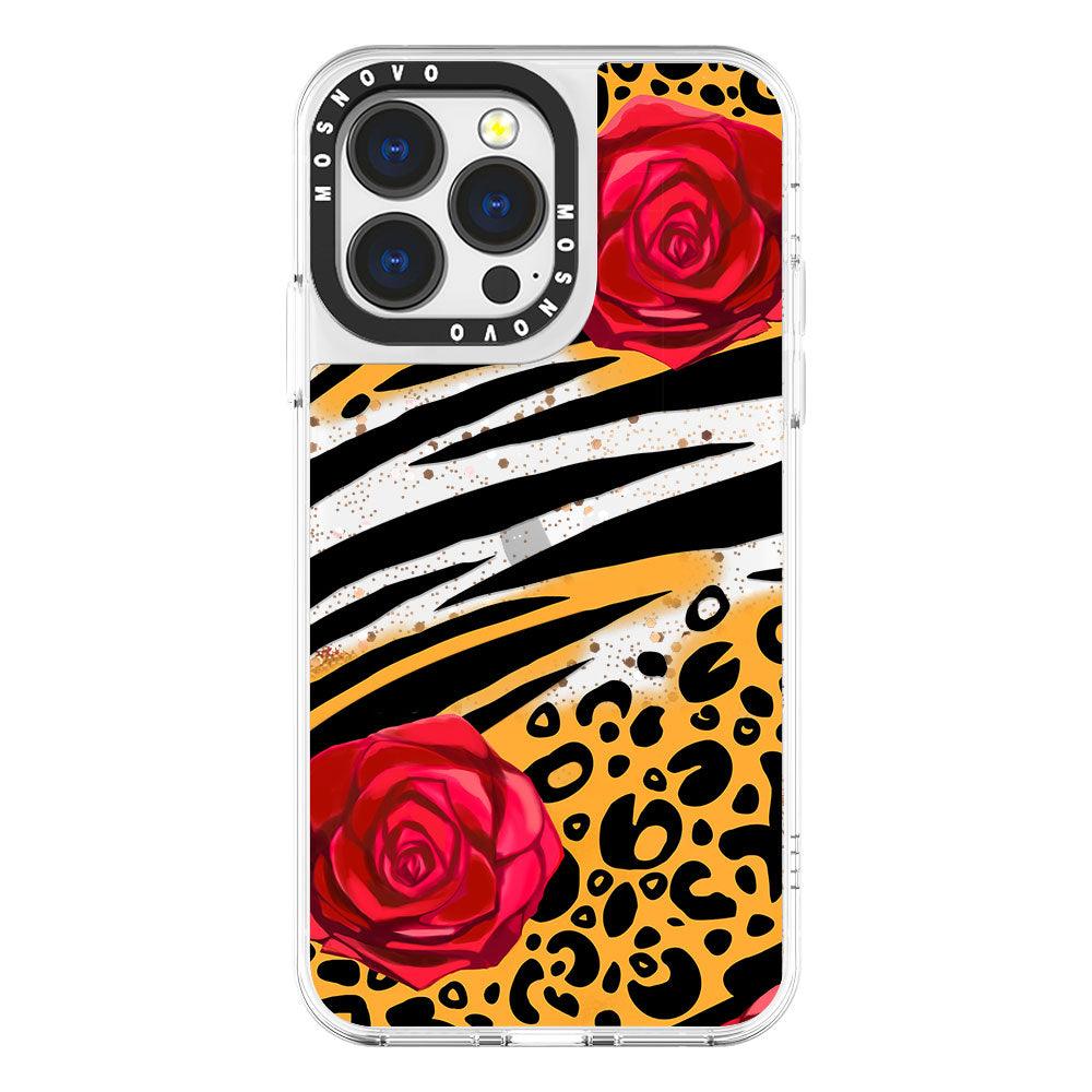 Leopard Rose Glitter Phone Case - iPhone 13 Pro Case