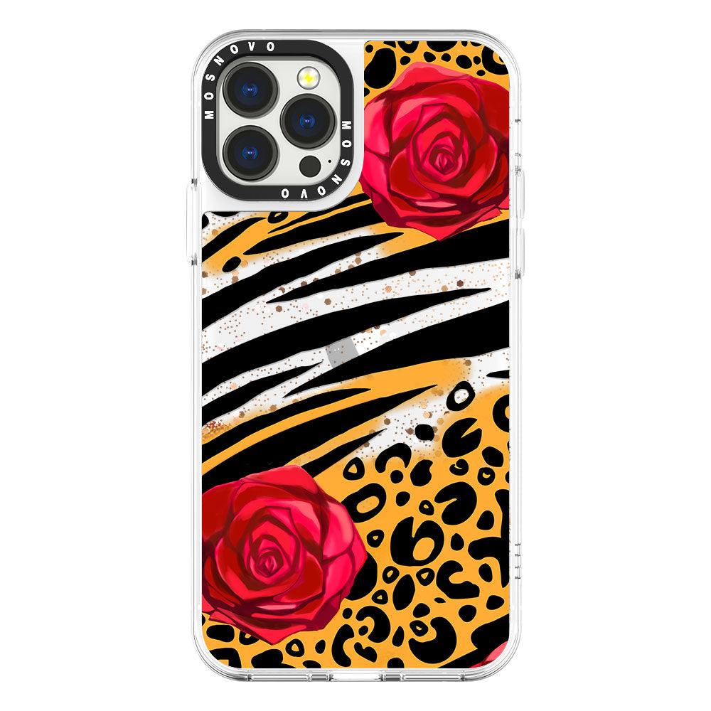 Leopard Rose Glitter Phone Case - iPhone 13 Pro Max Case