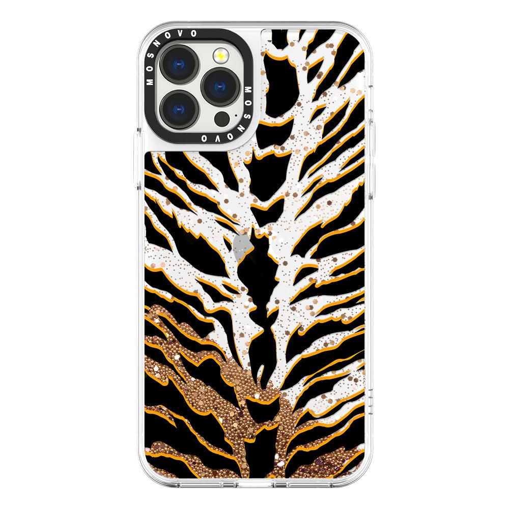 Tiger Print Glitter Phone Case - iPhone 13 Pro Max Case