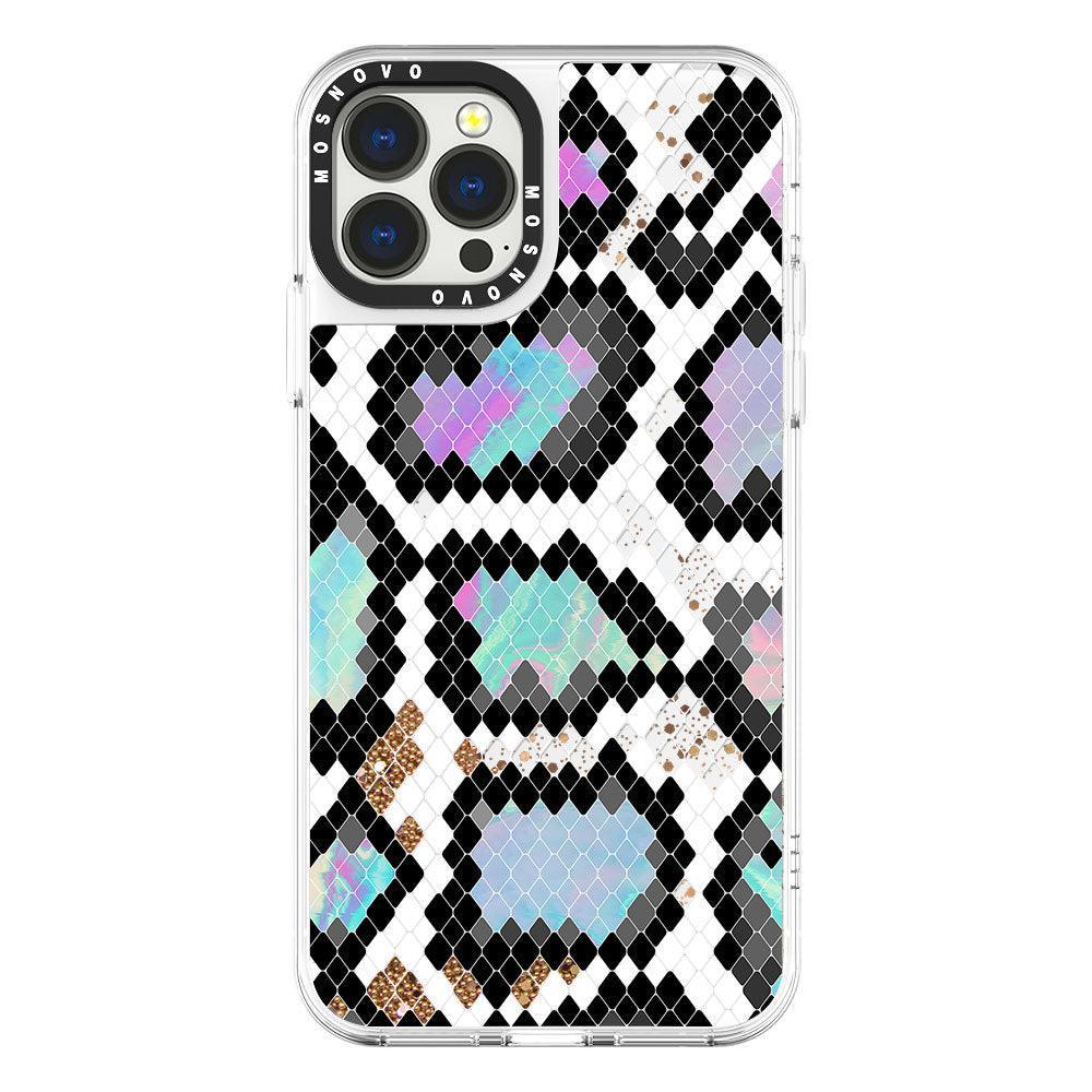 Aurora Snake Print Glitter Phone Case - iPhone 13 Pro Max Case